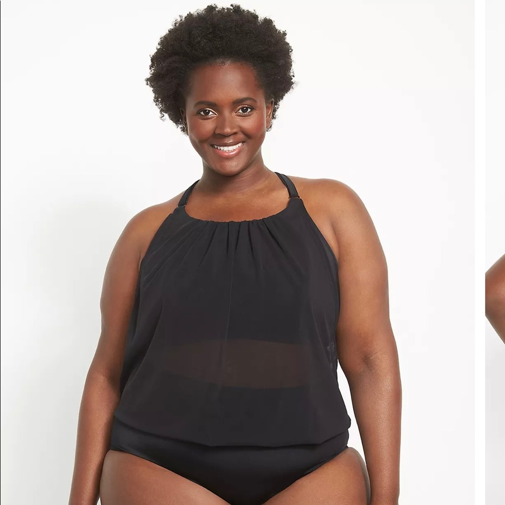 Lane Bryant mesh no-wire blouson Tankini top, size 20, NWT